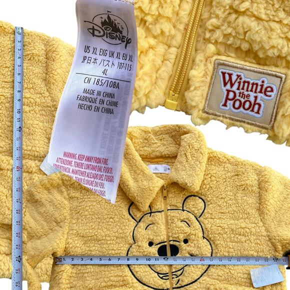 Disney Winnie the Pooh Fuzzy Fluffy Zip-up Sweater Jacket Sz XL NWT - Picture 3 of 5